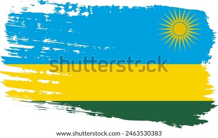 Rwanda flag, wide brush stroke on transparent background, vector.