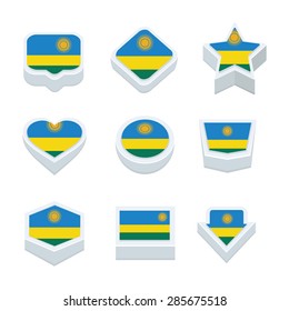 Rwanda flags icons and button set nine styles