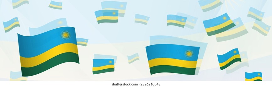 Rwanda flag-themed abstract design on a banner. Abstract background design with National flags. Vector illustration.