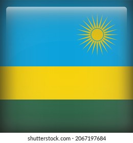 Rwanda Glossy 3D Square Country Flag Icon