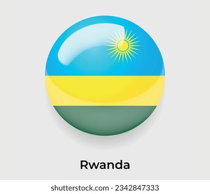 Ruanda Hochglanzblase der Nationalflagge Rundform Symbol Vektorgrafik Glas