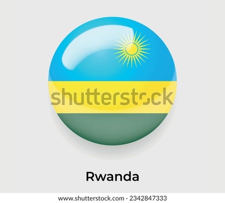 Rwanda glossy national flag bubble round shape icon vector illustration glass
