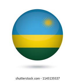 Rwanda glossy round button. Vector Illustration EPS10.