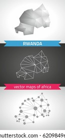 Rwanda graphic vector maps of Africa, polygonal, grey, mosaic, triangle illustrations