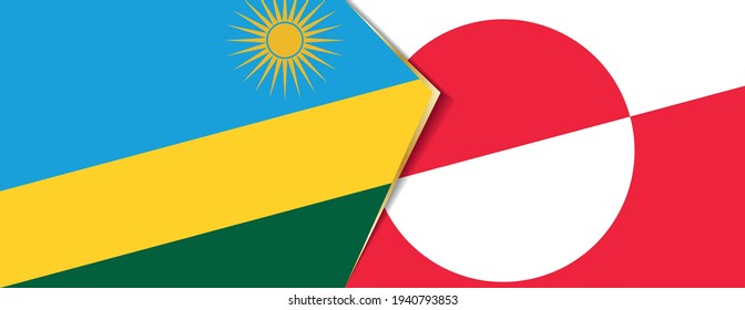 Banderas de Rwanda y Groenlandia, dos banderas vectoriales símbolo de relación o enfrentamiento.