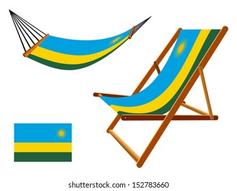 rwanda hammock and deck chair set against white background, abstract vector art illustration