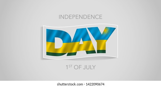 Rwanda happy independence day vector banner, greeting card. Rwandan wavy flag in nonstandard design for 1st of July national holiday 