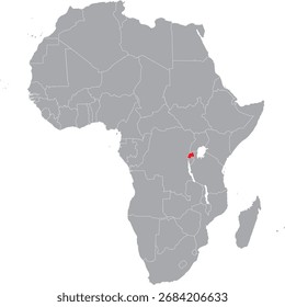 Rwanda Highlighted on Africa Map