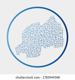 Ruanda-Ikone. Netzwerkkarte des Landes. Rundruanda Schild mit Farbverlauf-Ring. Technologie, Internet, Netzwerk, Telekommunikationskonzept. Vektorgrafik.