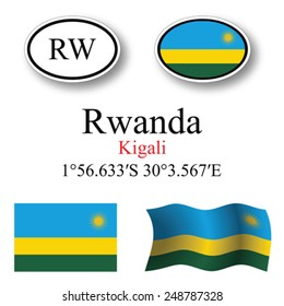 rwanda icons set against white background, abstract vector art illustration, image contains transparency