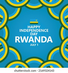 Rwanda independence day vector template with a ribbon flags. African country public holiday celebrated annually on July 1.