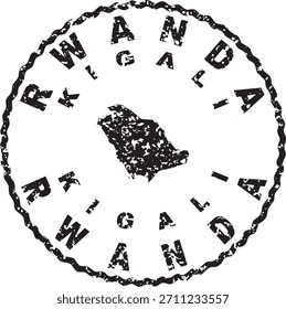 Ruanda Kigali Diseño de Mapa de Sello Redondo