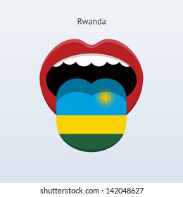Rwanda language. Abstract human mouth. Vector illustration.