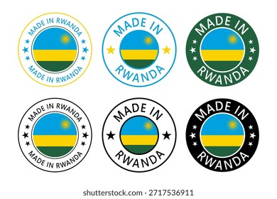 Rwanda Made in Stamp in circle with flag Vector template on white background