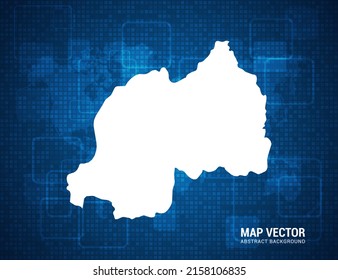 Rwanda Map With Abstract Blue Background Technology Pixel Board Texture.