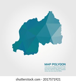 Rwanda Map Abstract geometric rumpled triangular low poly style gradient graphic on white background