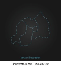 Rwanda map - Abstract mash line and point scales on dark background with Rwanda. flat design style, clean and modern. Vector Illustration eps10