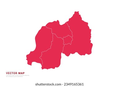 Rwanda Map - abstract style red isolated on white background for infographic, design vector.