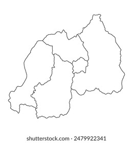 Rwanda with map administrative divisions. Vector illustration.