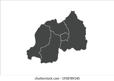 Rwanda Map  black Color on White Backgound