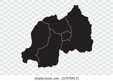 Rwanda Map black Color on White Backgound quality files Png 