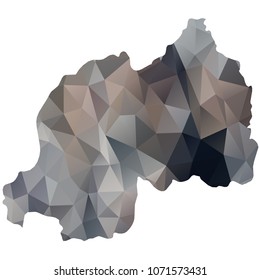 rwanda map - Black, grey, geometric rumpled low poly style gradient graphic background, polygonal design for your. Vector illustration eps 10.