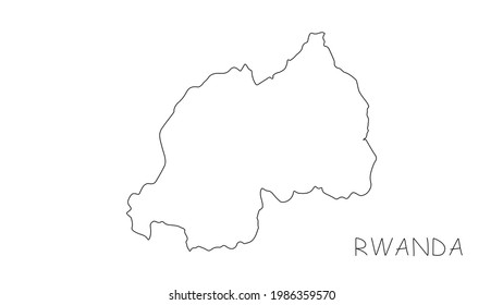 Rwanda map black line on white background. Vector illustration.