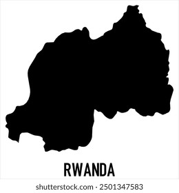 Mapa de Ruanda - mapa del mundo negro Plantilla de Vector internacional con alto detalle aislado sobre fondo blanco - Vector