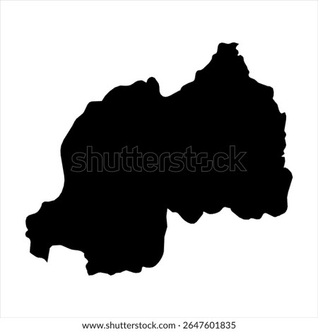 Rwanda Map - black World Map International vector template with High detailed isolated on white background - Vector