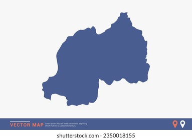 Mapa de Ruanda - estilo abstracto azul aislado en fondo blanco para infografía, vector de diseño.