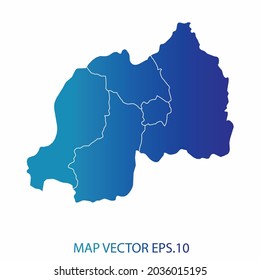 Rwanda map, blue gradient color , infographic style , on white background with Map World. Wire frame 3D mesh , map 3D,