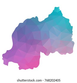 rwanda map. Blue and Pink polygonal shape vector illustration on white background. Vector illustration eps 10.