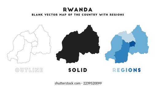 Rwanda map. Borders of Rwanda for your infographic. Vector country shape. Vector illustration.