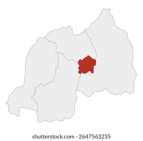 Mapa de Ruanda com a capital Kigali