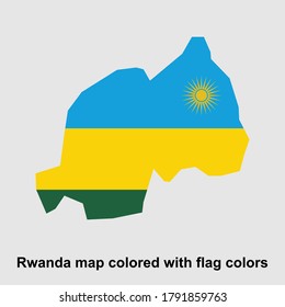 Mapa de Ruanda coloreado con colores de bandera ilustraciones vectoriales aisladas