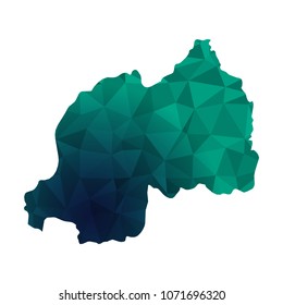 Rwanda map - Colorful Polygonal map of Rwanda rumpled triangular low poly style gradient graphic background , Vector illustration eps 10.