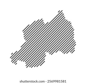 Rwanda - Map of the country formed by lines. Vector Illustration.