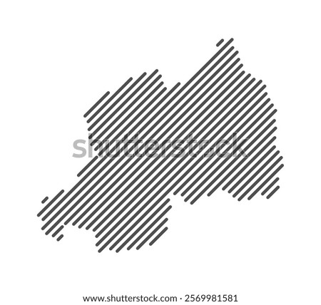 Rwanda - Map of the country formed by lines. Vector Illustration.