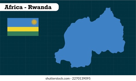 Rwanda Map, Rwanda map flat chart vector illustration, Rwanda Flag, Rwanda Africa map vector illustration on blue background
