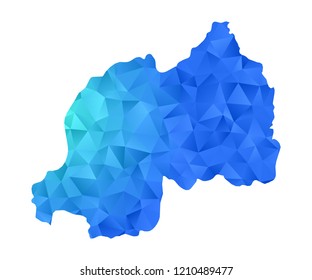 rwanda map in geometric blue polygonal style modern design on white background. Vector illustration.map in geometric blue polygonal style modern design on white background. Vector illustration.
