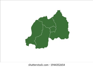 Rwanda Map Green Color on White Backgound