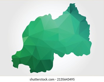 Rwanda Map Green Color on white background polygonal
