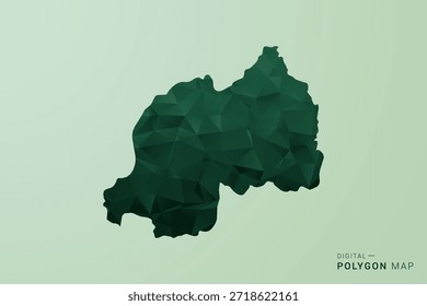 Rwanda Map - Green Polygon Style Vector Illustration, Low Poly Geometric Design with Clean Silhouette on soft green Background.