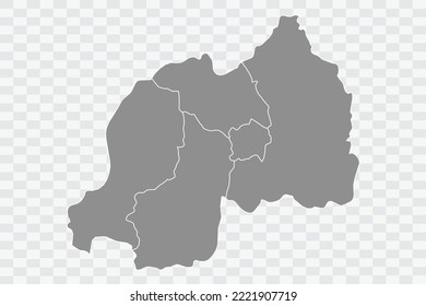 Rwanda Map grey Color on White Background  Png