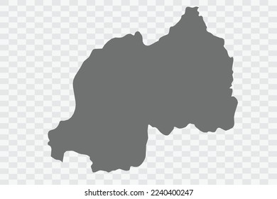 Rwanda Map grey Color on White no demarcation line Background  Png
