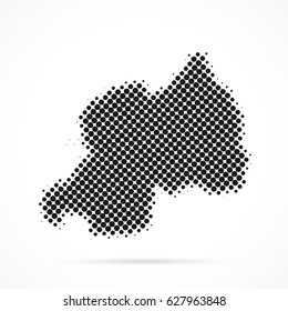 Rwanda map in halftone. Dotted illustration isolated on a white background.
Vector illustration.