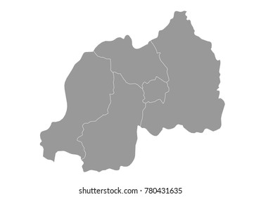 rwanda map. High detailed map of rwanda on white background. Vector illustration eps 10.
