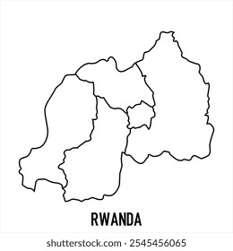 rwanda map icon isolated on white background. Outline map. Simple line icon. Vector illustration