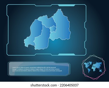 Rwanda Map Infographic Technology Blue Color Element Collection Background