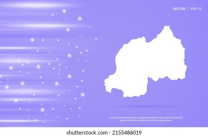 Rwanda map isolated on purple background. Vector Illustration.